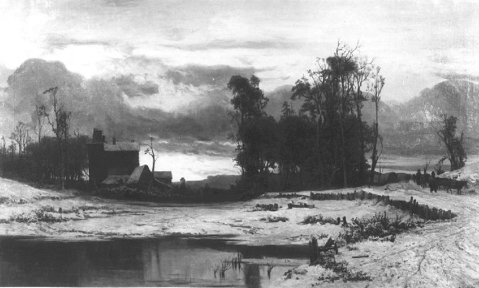 Paesaggio invernale con pastori